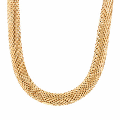 Flat Popcorn Chain Necklace Yellow Gold