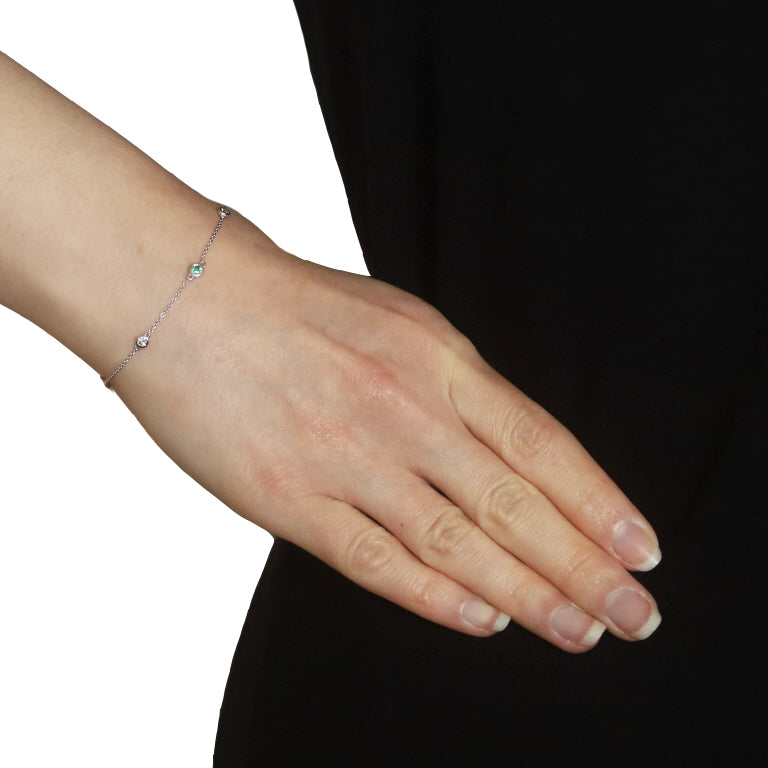 .24ctw Emerald and Diamond Bracelet White Gold