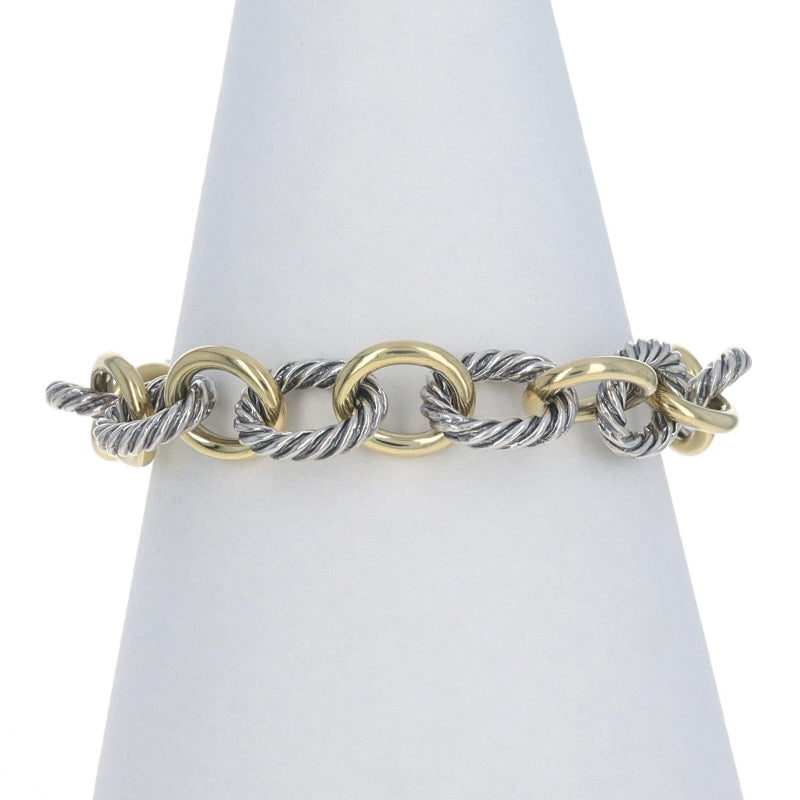 David Yurman Cable Oval Link Bracelet (older style with solid 18k gold links) Cable Bracelet Sterling Silver