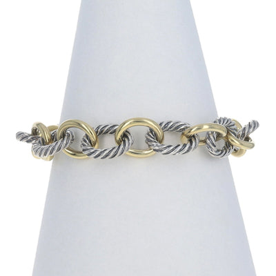 David Yurman Cable Oval Link Bracelet (older style with solid 18k gold links) Cable Bracelet Sterling Silver