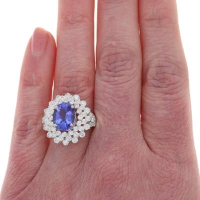 6.13ctw Tanzanite and Diamond Ring White Gold