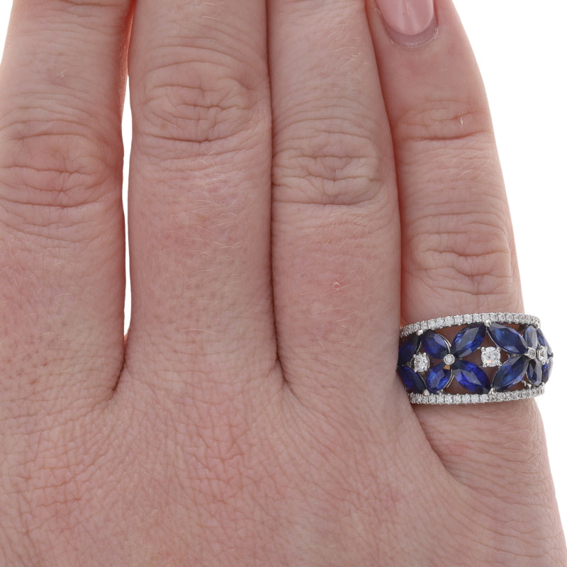 4.50ctw Sapphire and Diamond Band White Gold