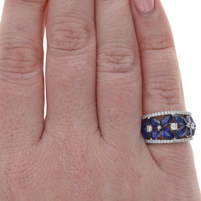 4.50ctw Sapphire and Diamond Band White Gold