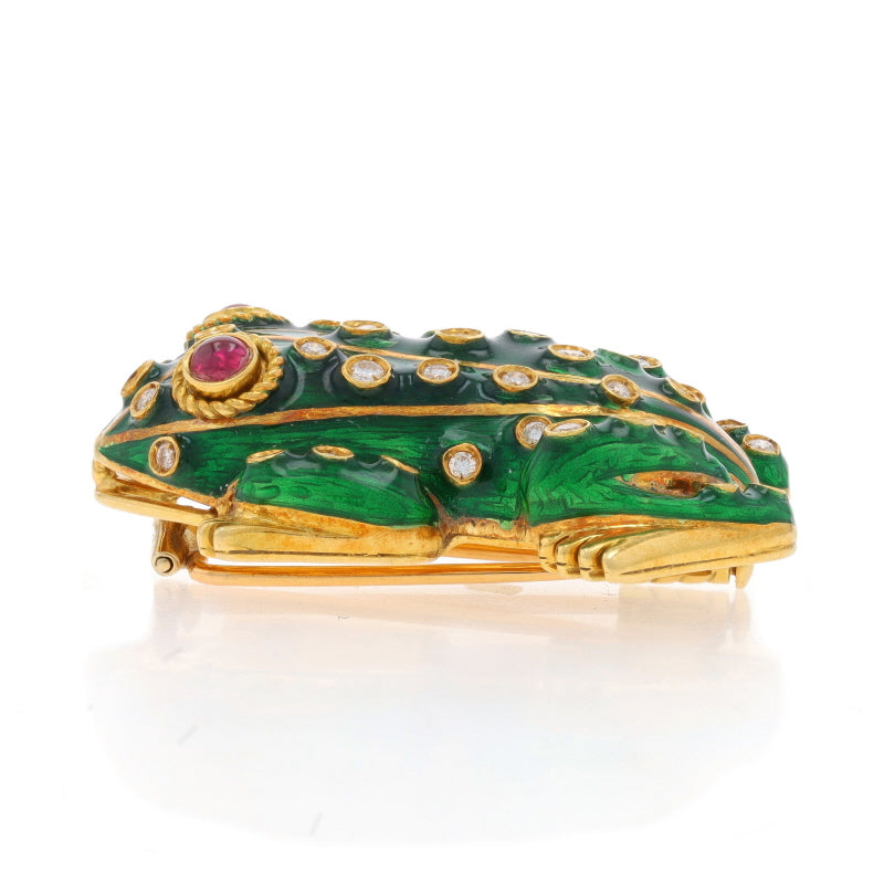 .98ctw Ruby and Diamond Pin Yellow Gold