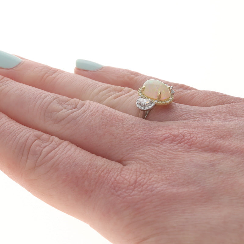 3.13ctw Australian Opal and Diamond Ring White Gold
