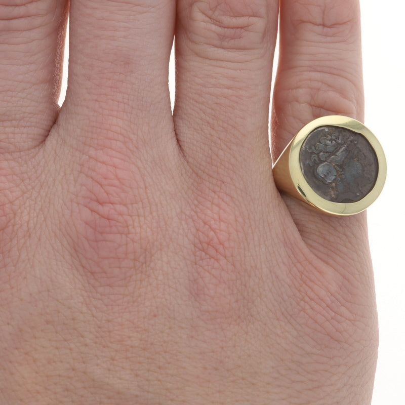 Ancient Greek Coin Men's Ring Yellow Gold