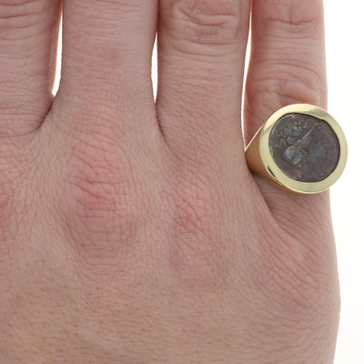 Ancient Greek Coin Men's Ring Yellow Gold