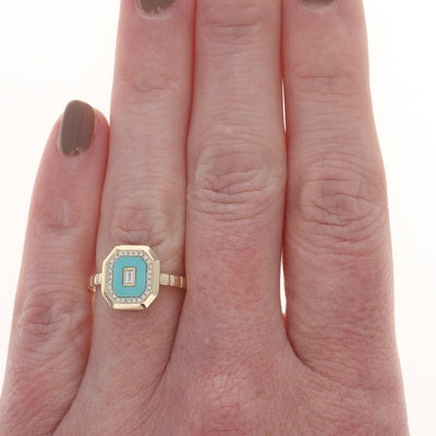 .24ctw Turquoise and Diamond Women's Ring Yellow Gold