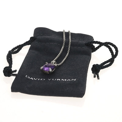 David Yurman Chatelaine 5.15ctw Amethyst and Diamond Pendant Necklace Sterling Silver