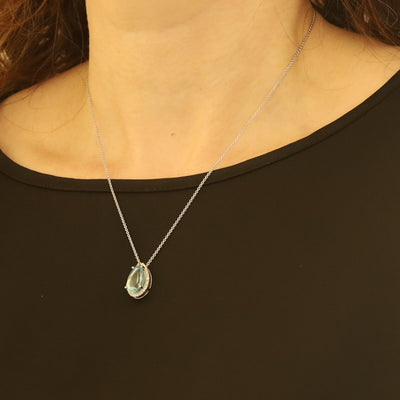 4.61ctw Aquamarine and Diamond Pendant Necklace White Gold