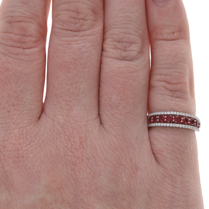 1.23ctw Ruby and Diamond Band Yellow Gold