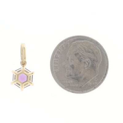 1.12ctw Amethyst and Diamond Pendant Yellow Gold