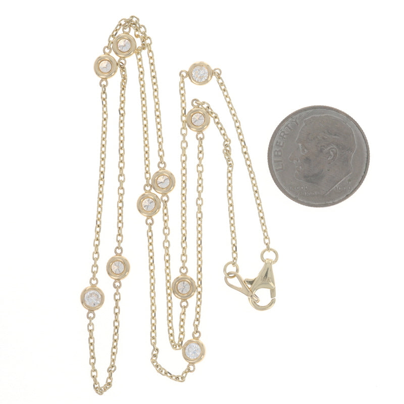 1.04ctw Diamond Diamond Cut Cable Chain Station Necklace Yellow Gold
