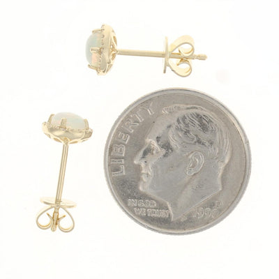 .48ctw Australian Opal and Diamond Earrings Yellow Gold