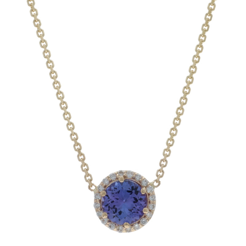 .94ctw Tanzanite and Diamond Pendant Necklace Yellow Gold