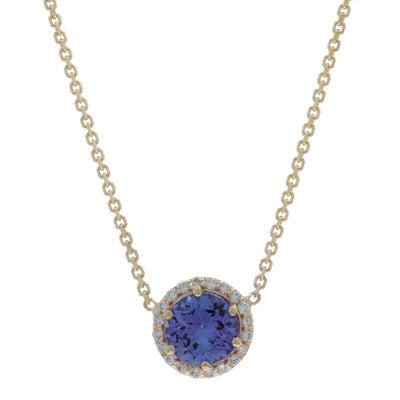 .94ctw Tanzanite and Diamond Pendant Necklace Yellow Gold