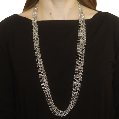 Fancy Diamond Cut Bead Chain Necklace Sterling Silver