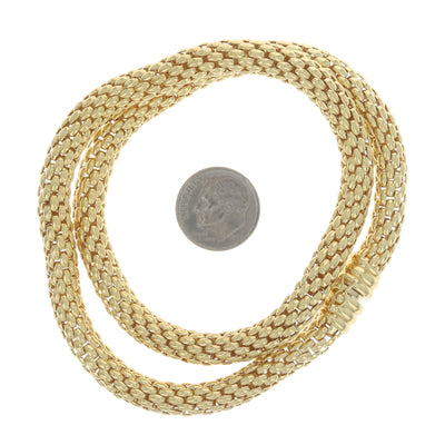 FOPE Love Nest Flexible Mesh Link Popcorn Necklace Yellow Gold