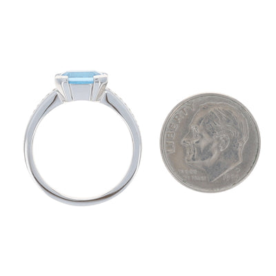 1.89ctw Blue Topaz and Diamond Ring White Gold