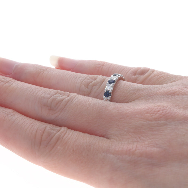 1.28ctw Sapphire and Diamond Band White Gold