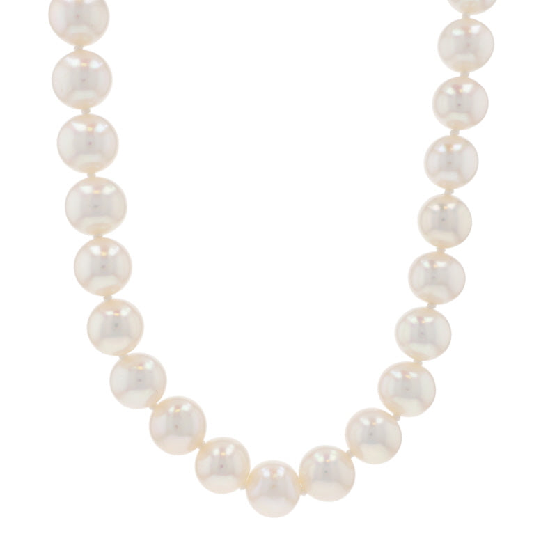 Cultured Freshwater Pearl Knotted Strand Necklace Yellow Gold
