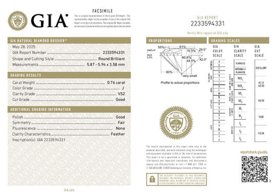 .76ct Loose Diamond Round Brilliant Diamond GIA
