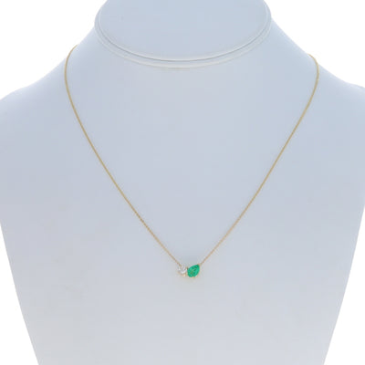 .80ctw Diamond and Emerald Pendant Necklace Yellow Gold