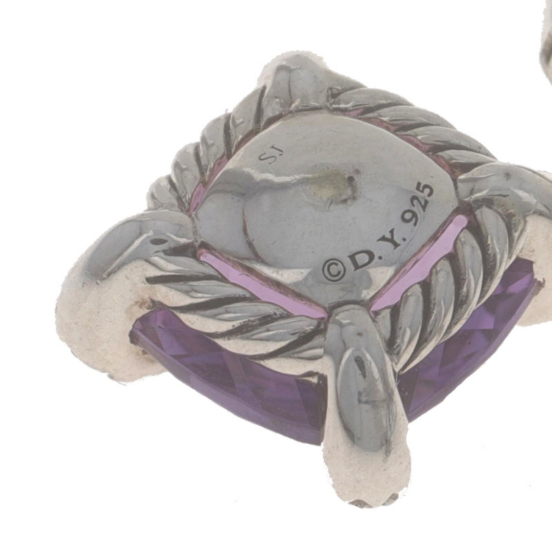 David Yurman Chatelaine Converted to drop earrings Amethyst and Diamond Earrings Sterling Silver