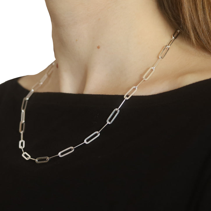 Paperclip Chain Necklace Sterling Silver