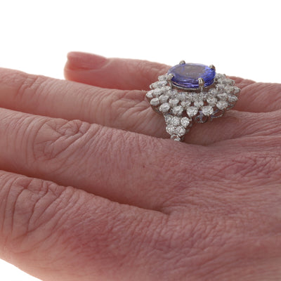 6.13ctw Tanzanite and Diamond Ring White Gold