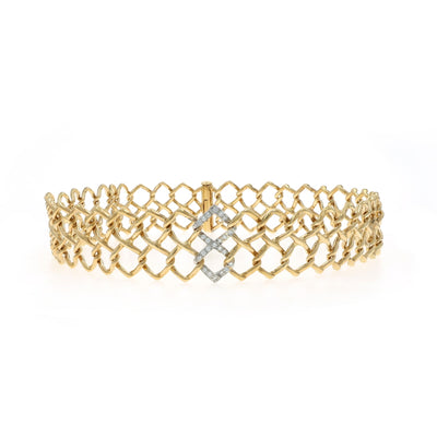 Tiffany & Co. Openwork Square Link Choker Necklace .40ctw Diamond Necklace Yellow Gold