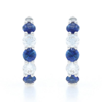 1.41ctw Sapphire and Diamond Earrings White Gold