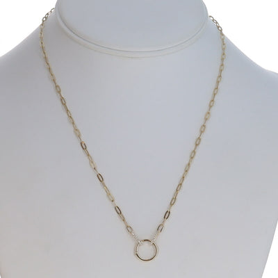 Circle Charm Clasp Necklace Diamond Women's Pendant Necklace Yellow Gold