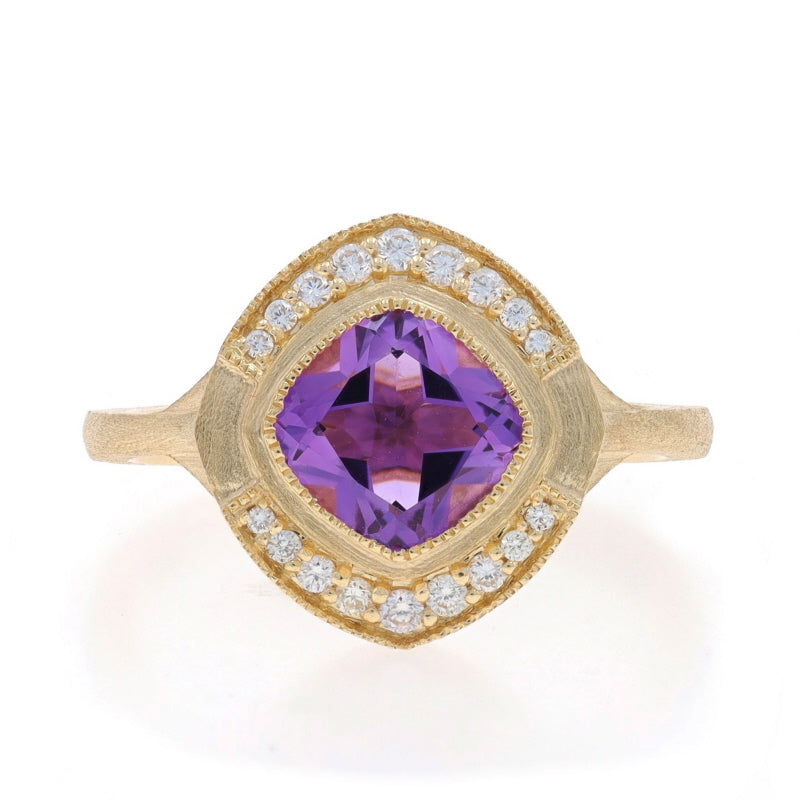 1.76ctw Amethyst and Diamond Ring Yellow Gold