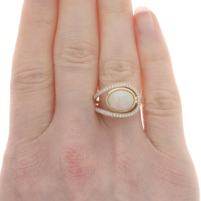 2.09ctw Opal and Diamond Ring Yellow Gold