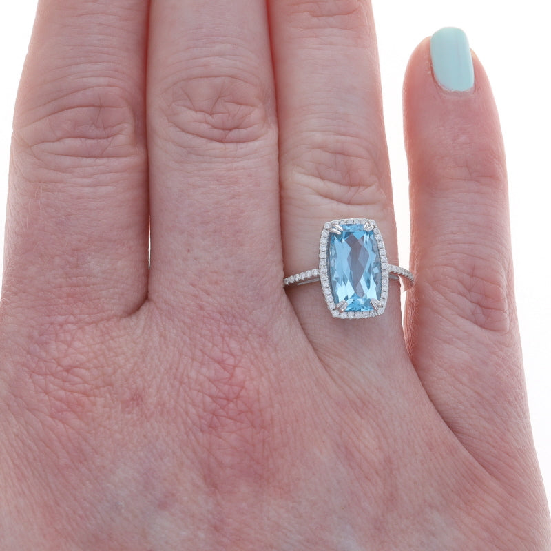 3.73ctw Blue Topaz and Diamond Ring White Gold