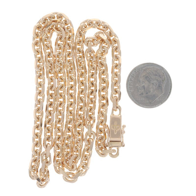 Men's Diamond Cut Cable Chain Necklace Rose Gold