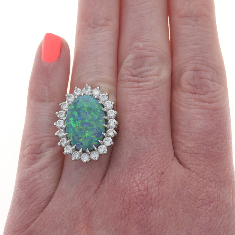 10.60ctw Black Opal and Diamond Ring