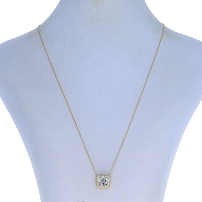 .14ctw Quartz and Diamond Pendant Necklace Yellow Gold