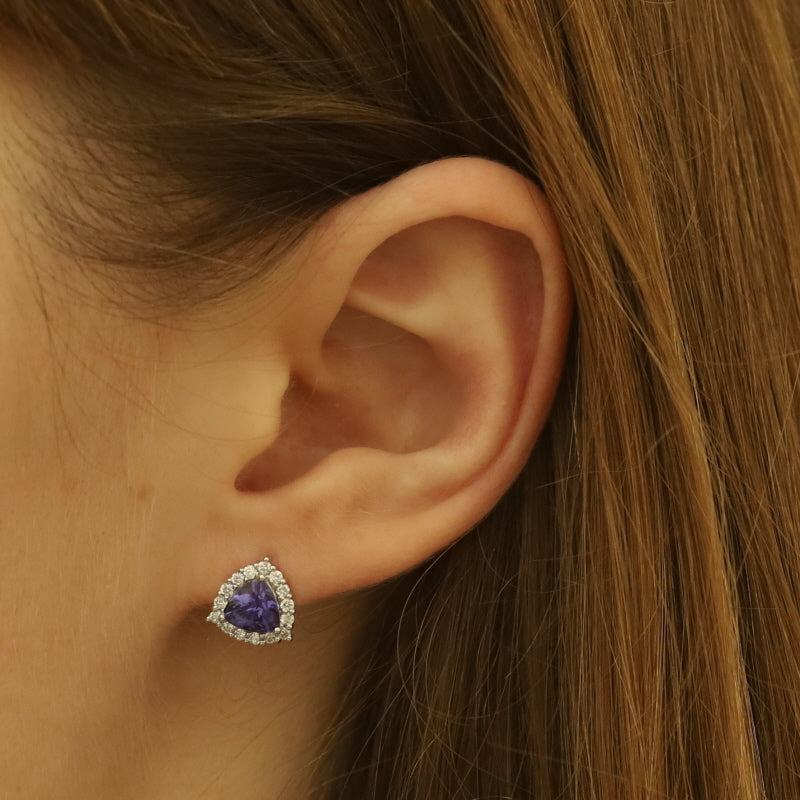 1.37ctw Tanzanite and Diamond Earrings White Gold