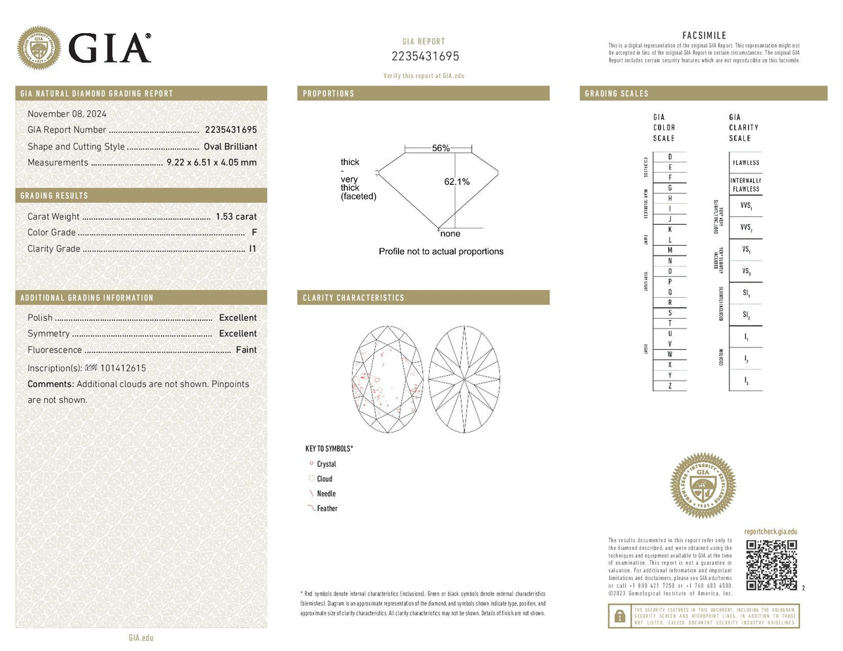 1.53ct Loose Diamond Oval Diamond GIA