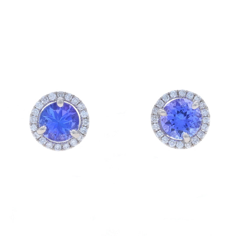 1.17ctw Tanzanite and Diamond Earrings White Gold