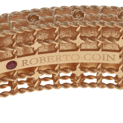 Roberto Coin Venetian Princess Satin Bangle .67ctw Diamond and Ruby Bracelet Rose Gold