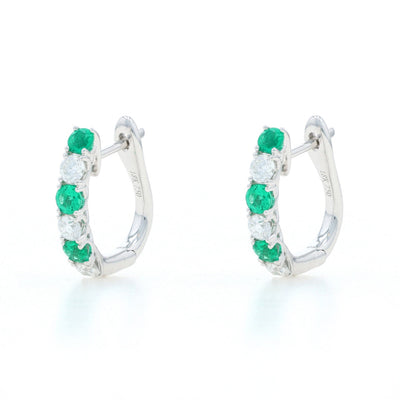 .74ctw Emerald and Diamond Earrings White Gold