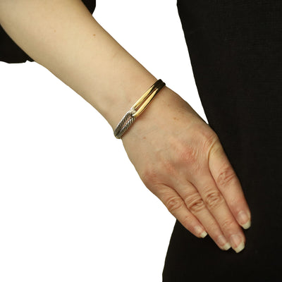 David Yurman (include in title) Labyrinth Single Loop Hoop Earrings Bracelet Sterling Silver