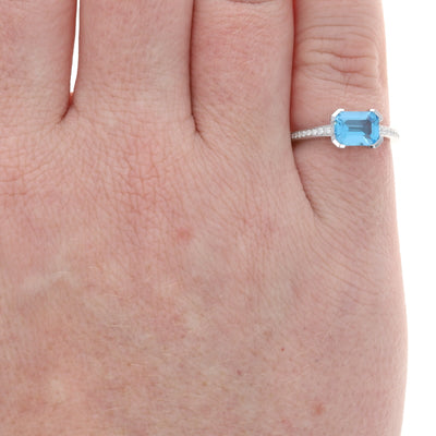 1.89ctw Blue Topaz and Diamond Ring White Gold