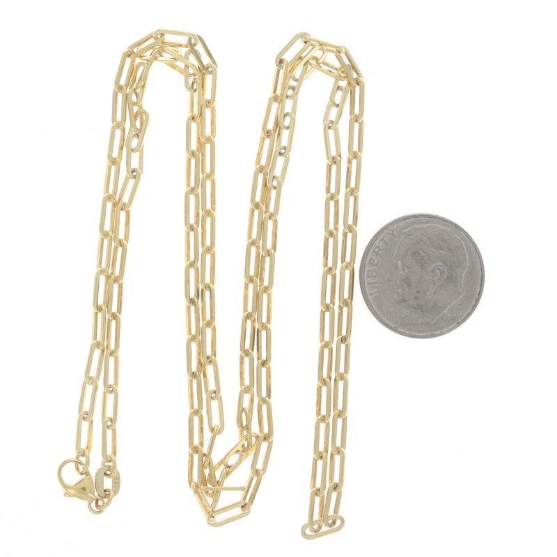 Paperclip Chain Necklace Yellow Gold