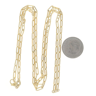 Paperclip Chain Necklace Yellow Gold