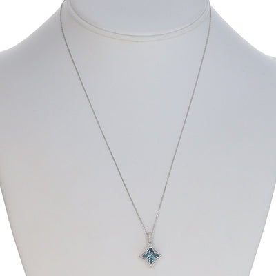 .93ctw Blue Topaz and Diamond Pendant Necklace White Gold