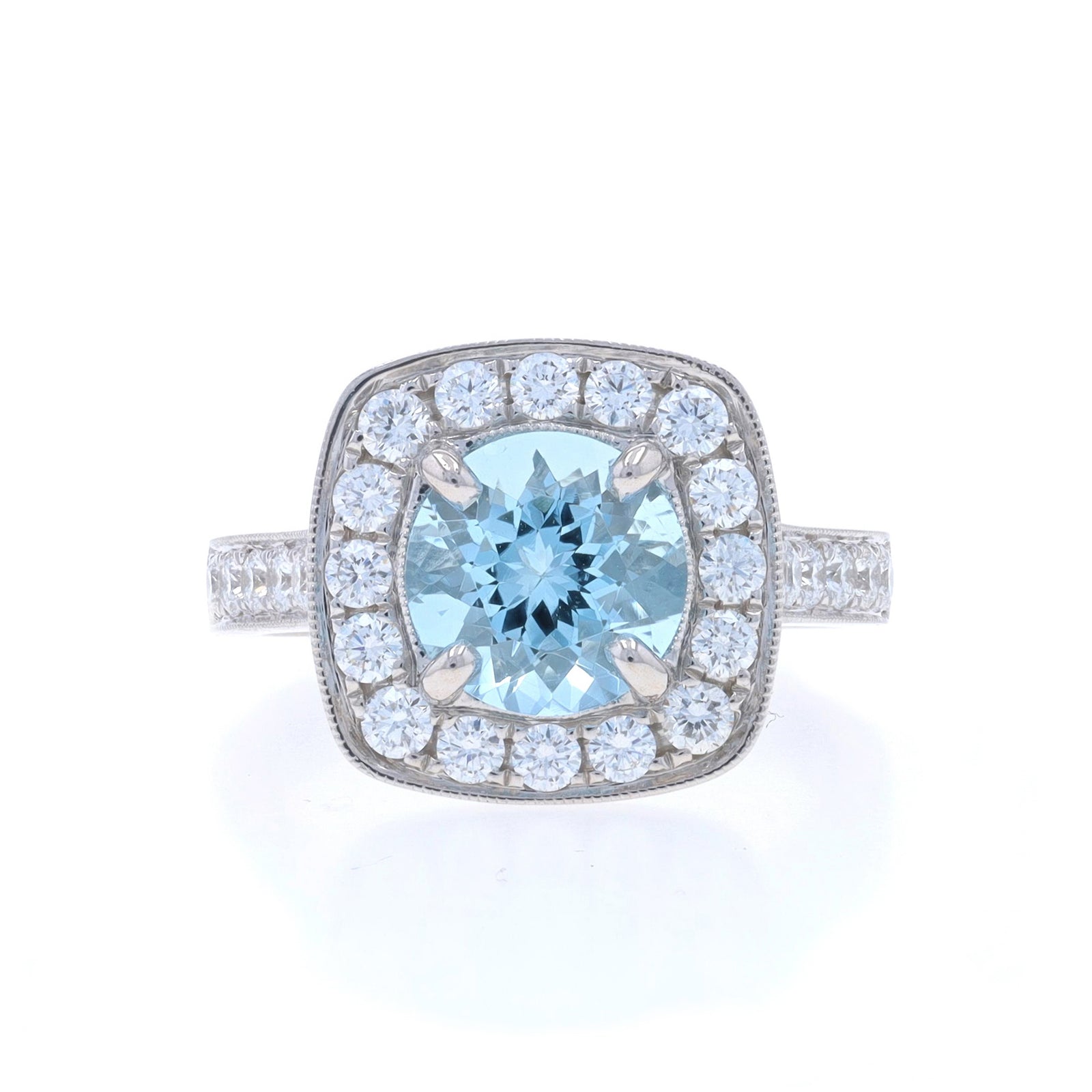 2.54ctw Aquamarine and Diamond Ring White Gold